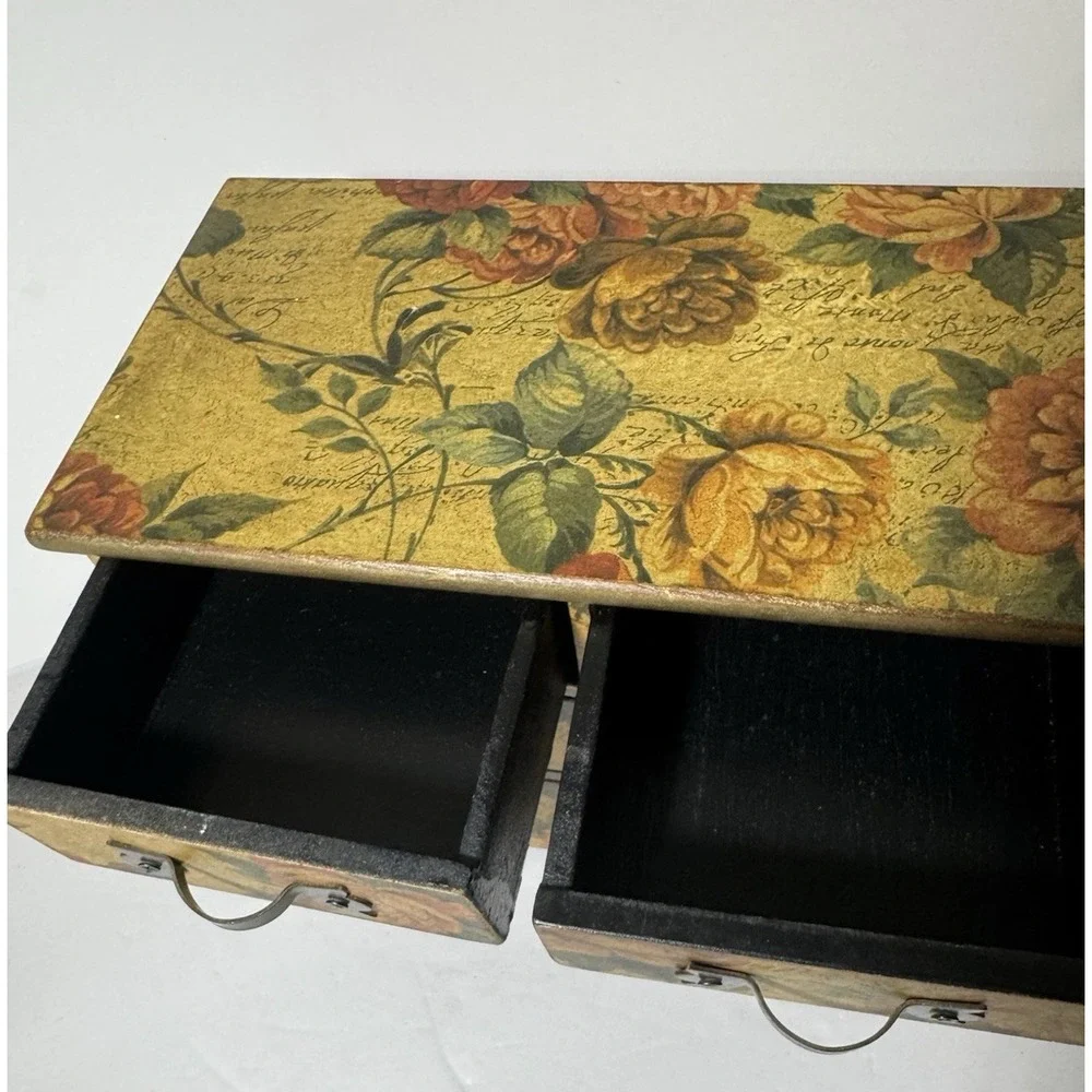 Jewelry Box Victorian Style Découpage Floral 6 Drawer Vintage
